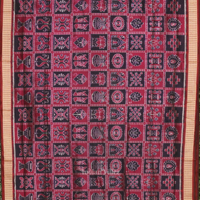 Navy Blue Rani Pink Nabakothi Odisha Ikat Sambalpuri Silk Saree