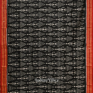 Black Tribal Art Odisha Ikat Khandua Silk Saree