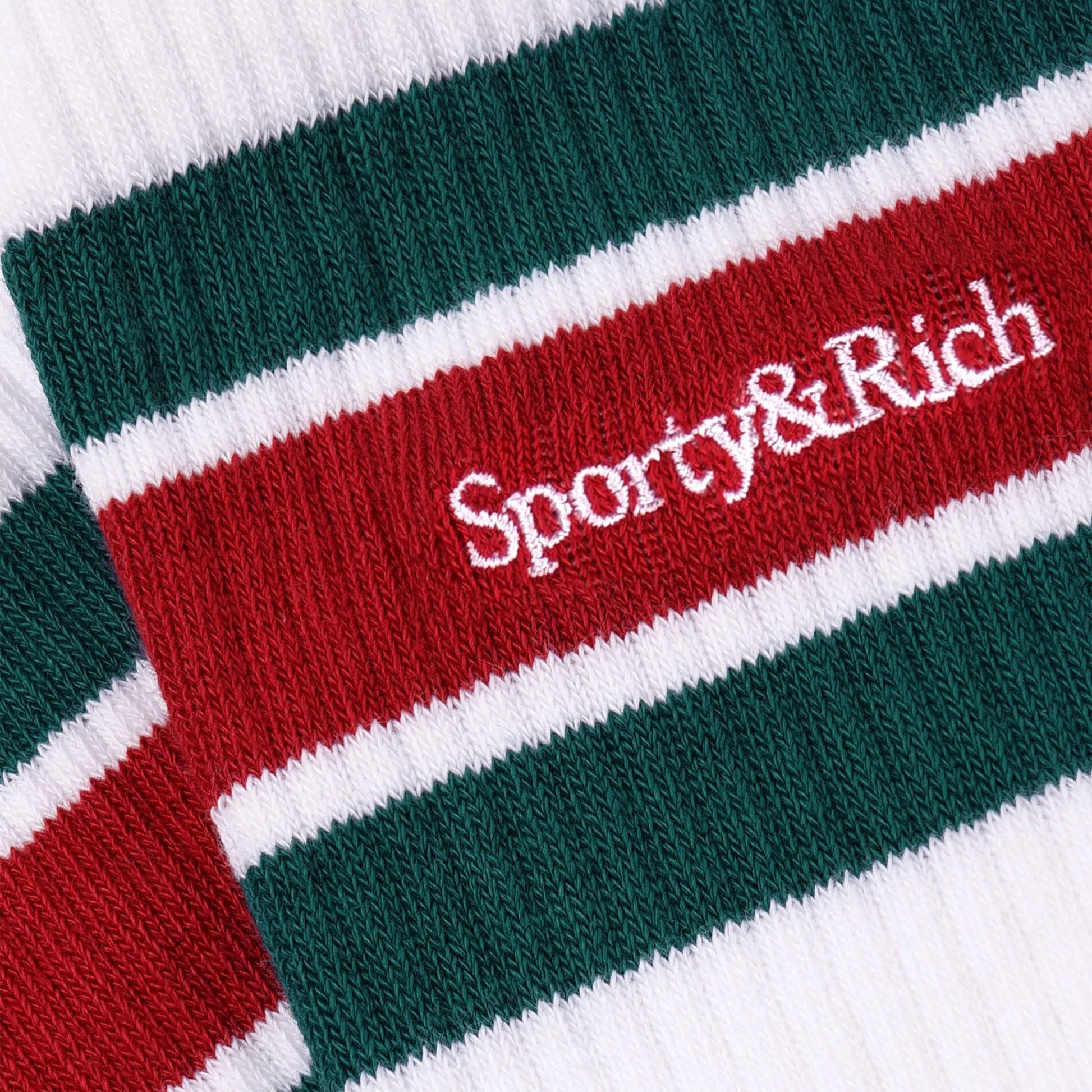 SPORTY & RICH | SERIF LOGO STRIPED { WHITE/ALPINE/LAVA