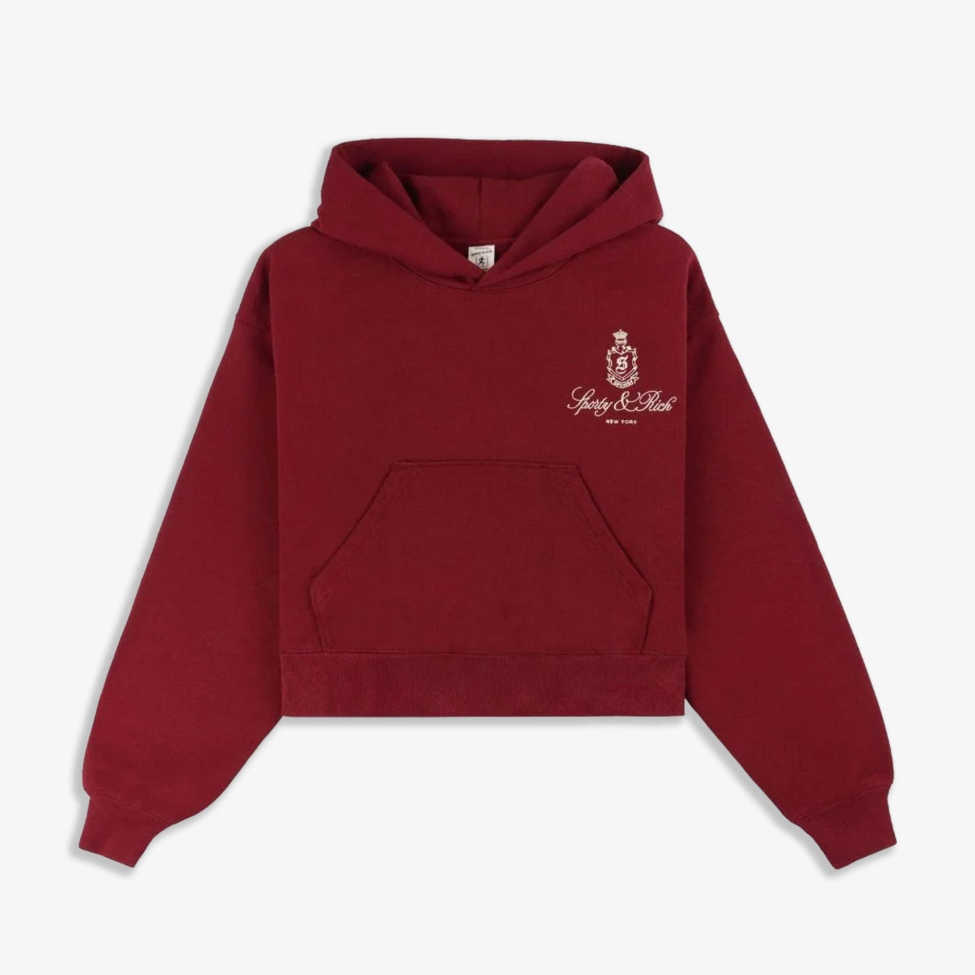 SPORTY & RICH | VENDOME EMBROIDERED CROPPED HOODIE { RED