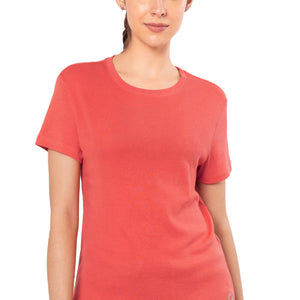Essential Basic Short Sleeve Round Neck T-Shirt - Cayenne
