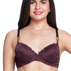 Lace Embrace Solid Padded wired Bra - Fig