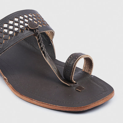 Brown Handstitched Leather Kolhapuri Men Slipper