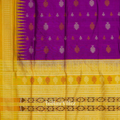 Magenta Banyan Tree Motif Sambalpuri Silk Saree