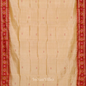 Cream Red Odisha Handloom Buti Theme Khandua Silk Saree