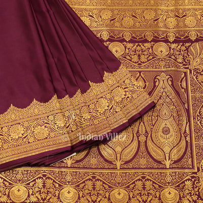Purple Soft Pure Mashru Satin Silk Banarasi Saree