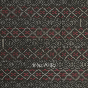 Black Flower Pasapali Sambalpuri Odisha Ikat Cotton Fabric