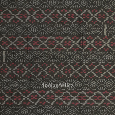 Black Flower Pasapali Sambalpuri Odisha Ikat Cotton Fabric