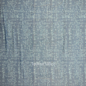 Light Blue Dual Tone  Mathematics Theme Sambalpuri Odisha Ikat Cotton Fabric