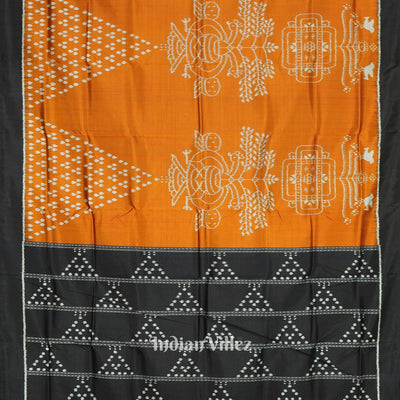 Deep Orange Odisha Ikat Jhoti Designer Contemporary Silk Saree