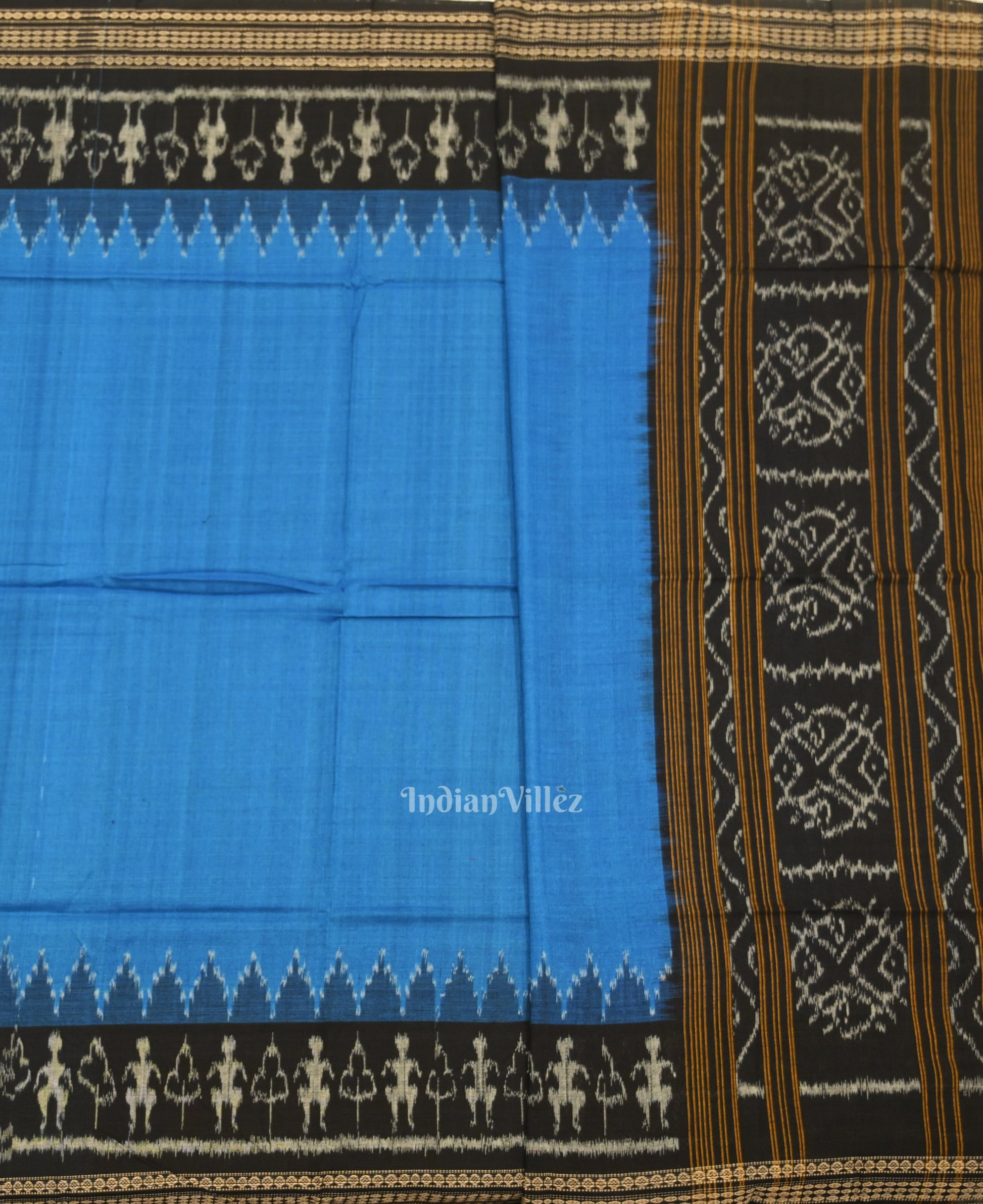 Black Blue Odisha Ikat Sambalpuri Dress Set & Dupatta