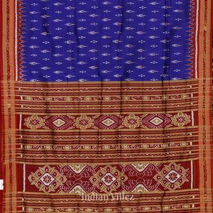 Blue Mayur Chandrika Odisha Ikat Khandua Silk Saree