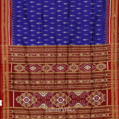Blue Mayur Chandrika Odisha Ikat Khandua Silk Saree