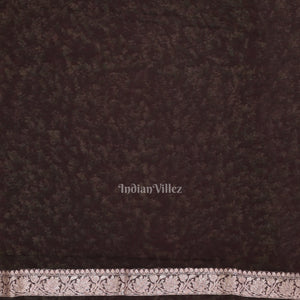 Deep Coffee Pure Khaddi Chiffon Banarasi Saree