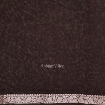 Deep Coffee Pure Khaddi Chiffon Banarasi Saree