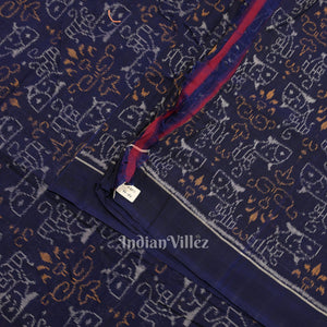 Blue Tribal Theme Sambalpuri Ikat Cotton Fabric