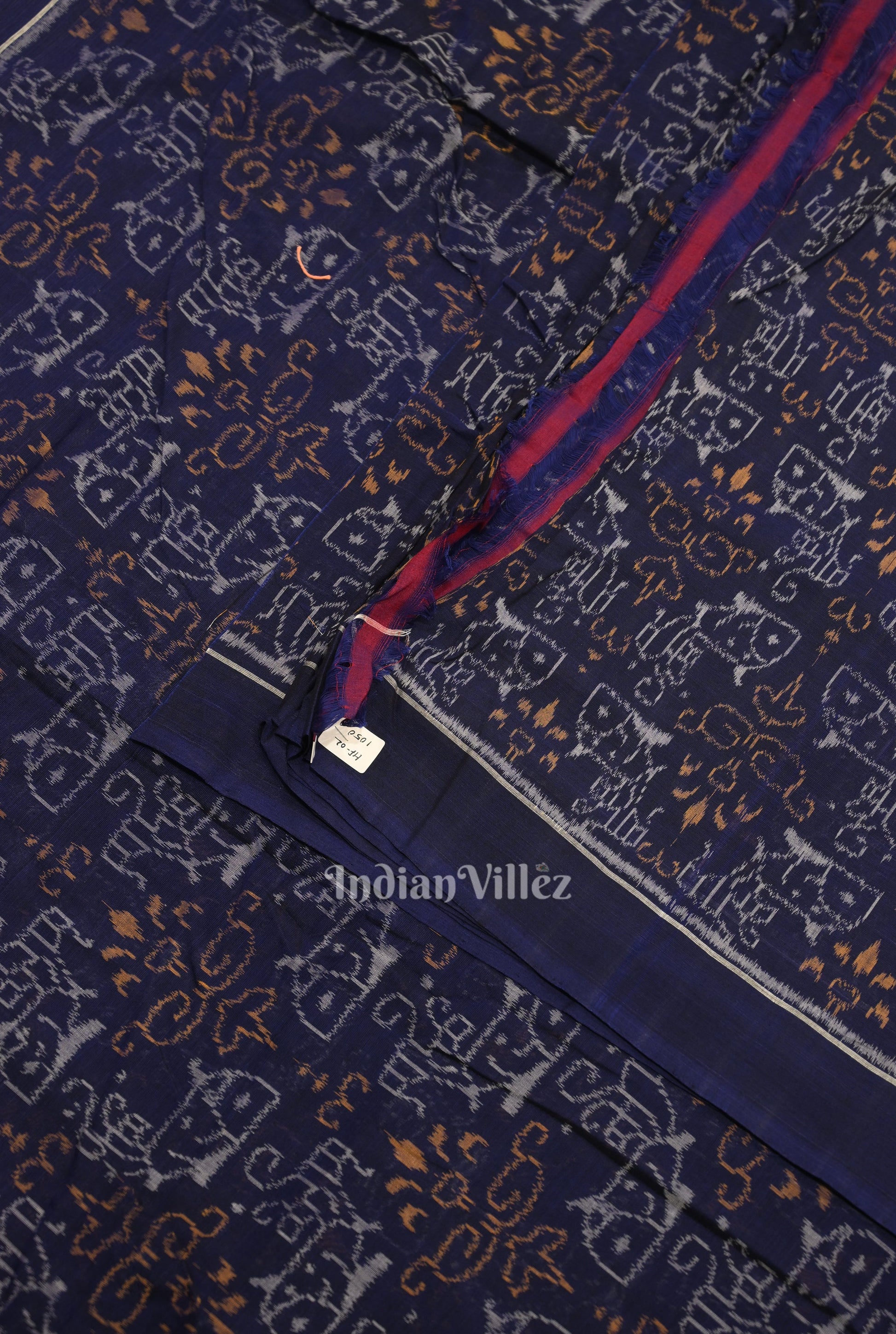Blue Tribal Theme Sambalpuri Ikat Cotton Fabric