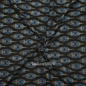 Black Blue Mayur Motif Odisha Ikat Sambalpuri Cotton Fabric