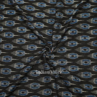 Black Blue Mayur Motif Odisha Ikat Sambalpuri Cotton Fabric