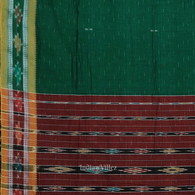 Green Maroon Odisha Ikat Maniabandha Cotton Saree