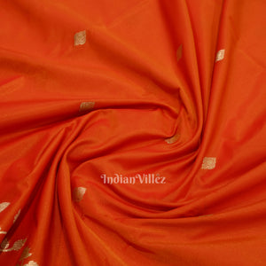 Exclusive Orange Gold Soft Pure Mashru Satin Silk Banarasi Saree
