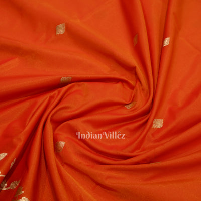 Exclusive Orange Gold Soft Pure Mashru Satin Silk Banarasi Saree