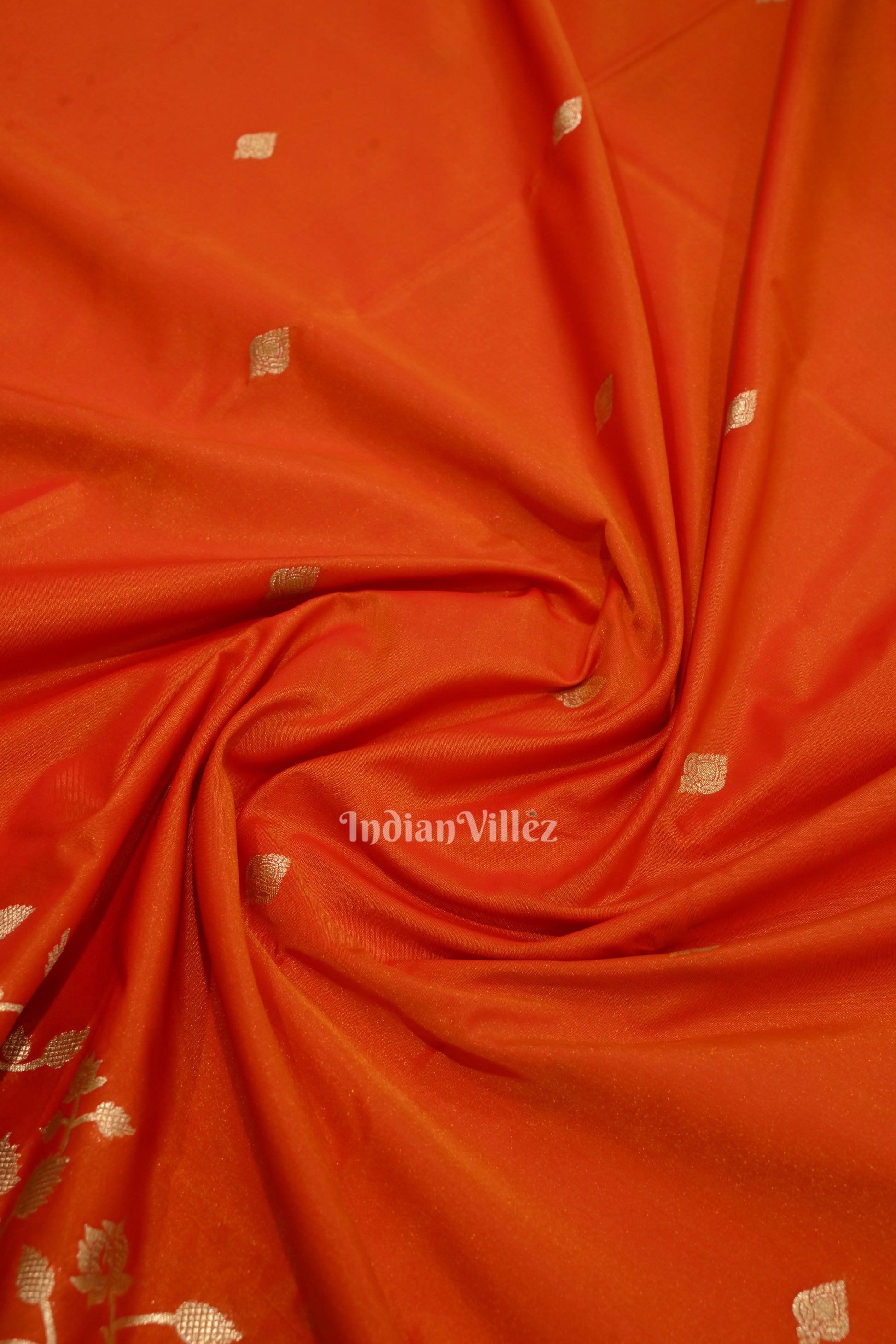 Exclusive Orange Gold Soft Pure Mashru Satin Silk Banarasi Saree