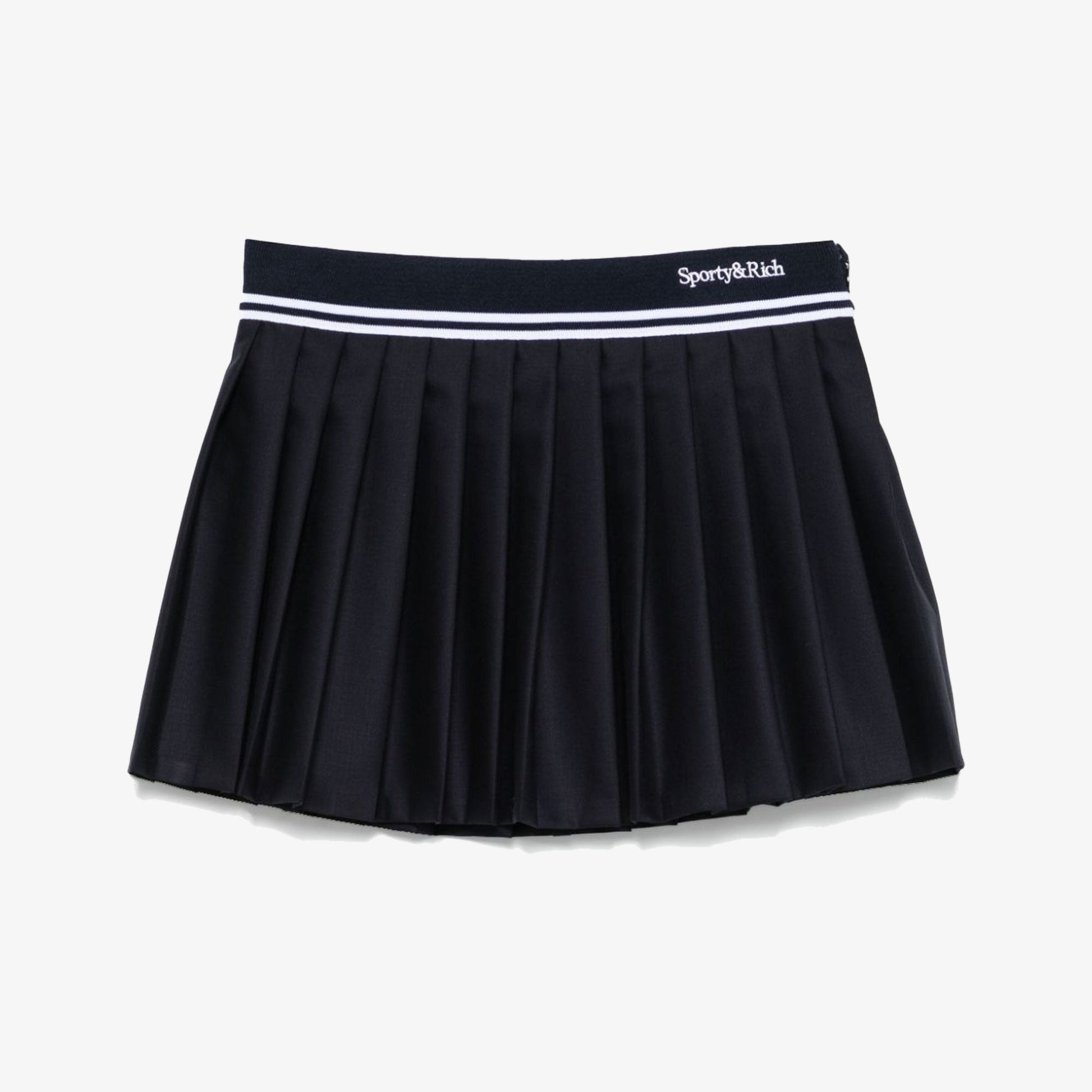SPORTY & RICH | ABIGAIL WOOL PLEATED SKIRT { NAVY