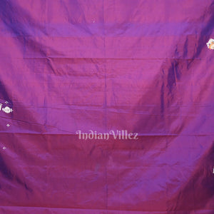 Purple Dual Tone Ardha Chandra  Krishna Rasa Leela Hand-Painted Pattachitra Saree