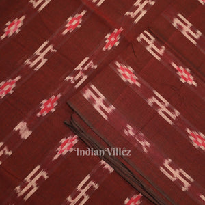 Maroon Swastik Sambalpuri Ikat Cotton Fabric