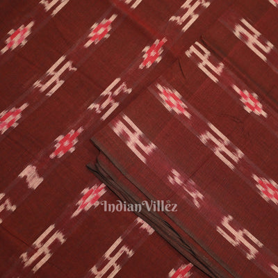 Maroon Swastik Sambalpuri Ikat Cotton Fabric