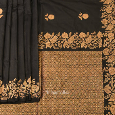 Black Designer Katan Banarasi Silk Saree