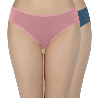 Solid Low Rise Assorted Bikini Panties (Pack of 2 Colors & Prints May Vary)