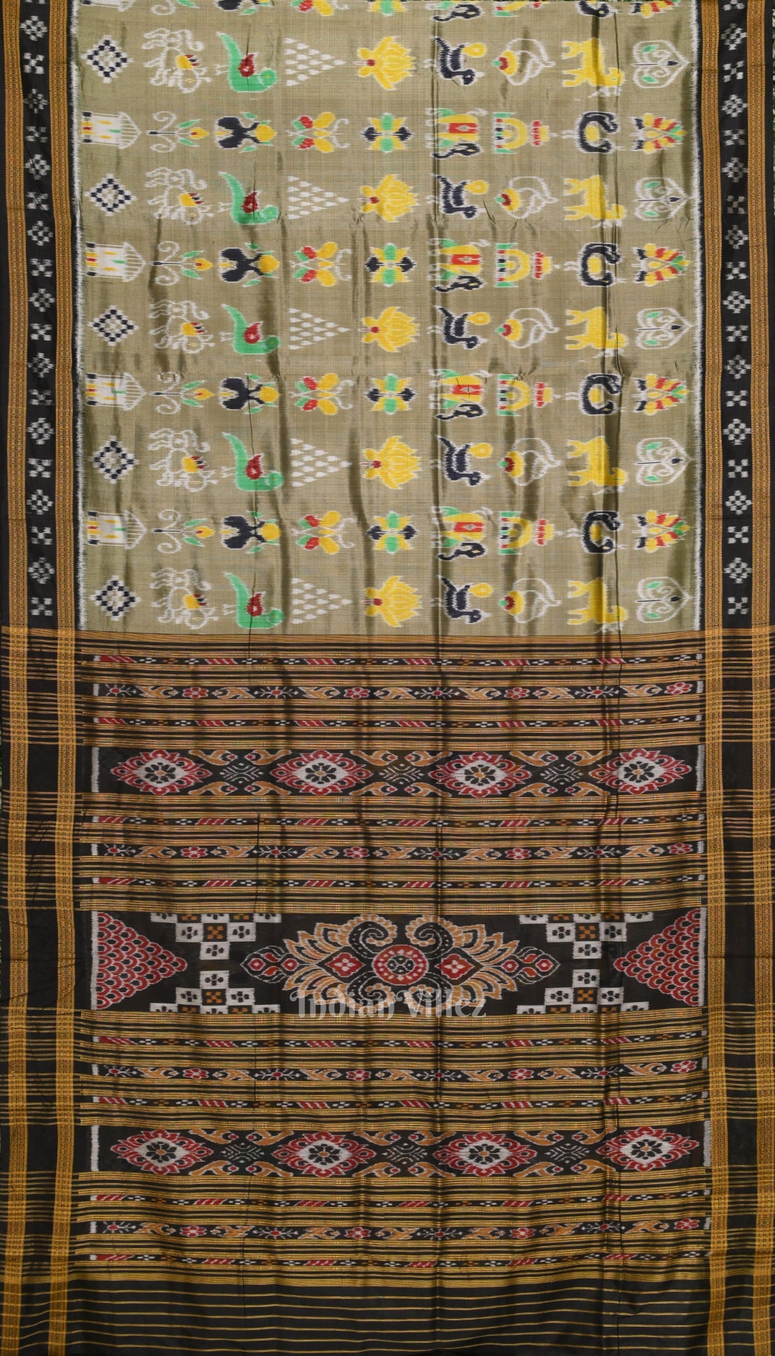 Light Mehendi Odisha Ikat Nabarangi Nabakothi Khandua Silk Saree