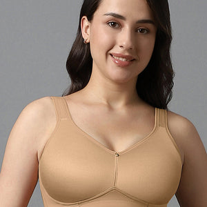 Airy Padded Non-wired Support Bra - Sandalwood