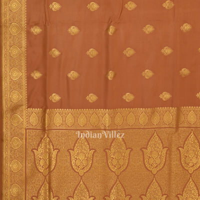 Copper Gold Soft Pure Mashru Satin Silk Banarasi Saree