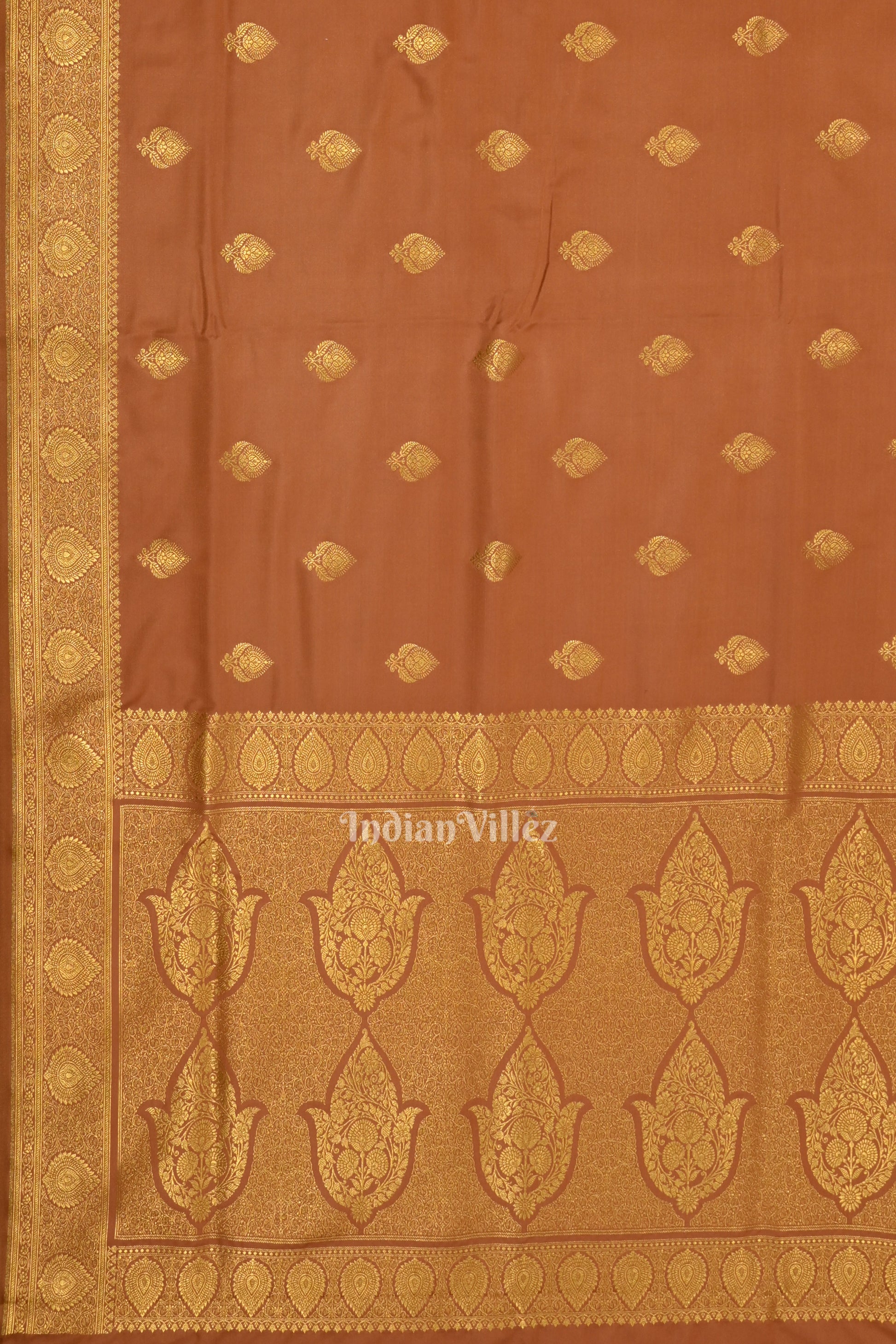 Copper Gold Soft Pure Mashru Satin Silk Banarasi Saree
