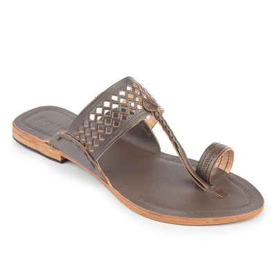 Brown Handstitched Leather Kolhapuri Women Slipper