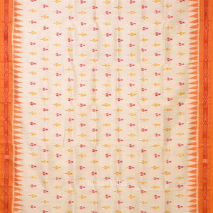 White Orange Yellow Odisha Ikat Khandua Silk Saree