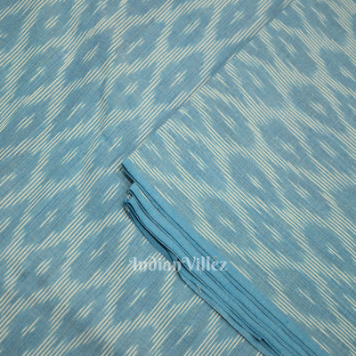 Light Blue Pochampally Ikat Cotton Fabric