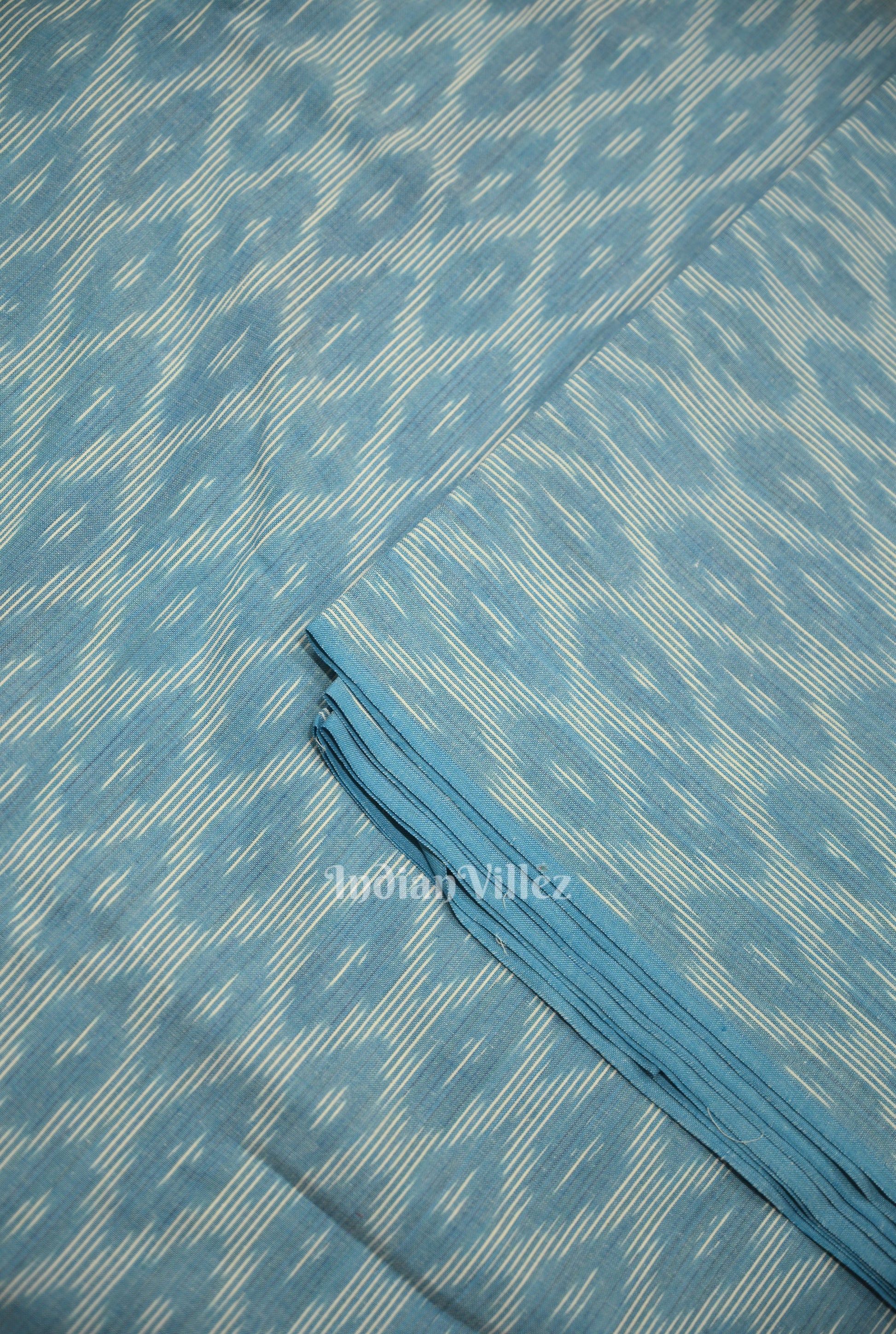 Light Blue Pochampally Ikat Cotton Fabric