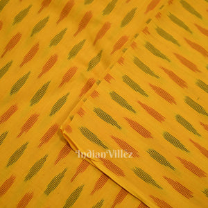 Deep Yellow Pochampally Ikat Cotton Fabric