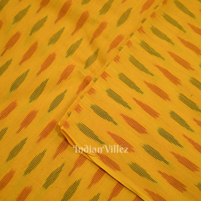 Deep Yellow Pochampally Ikat Cotton Fabric