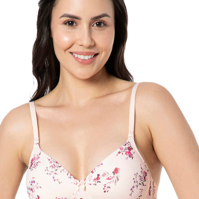 Smooth Charm Padded Non-Wired T-Shirt Bra - Rosewater Print