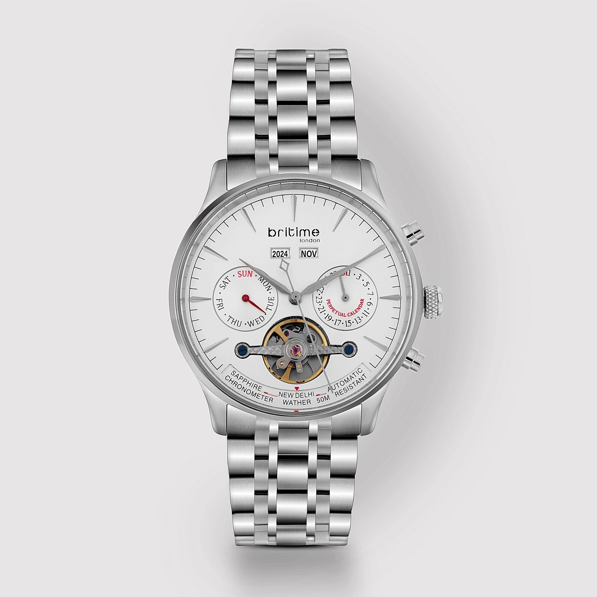 Celestial Men Automatic Silver Dial Chronograph Metal Watch 867-M10301
