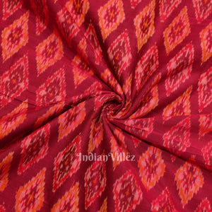 Exclusive Magenta Pink Pochampally Ikat Silk & Cotton (Sico) Fabric