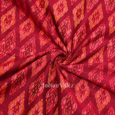 Exclusive Magenta Pink Pochampally Ikat Silk & Cotton (Sico) Fabric