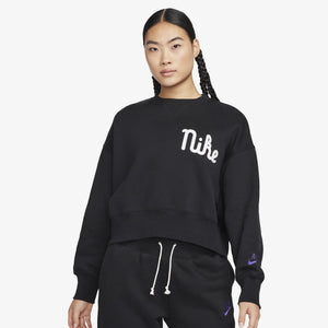 Nike | CREW-NECK FLEECE SWEATSHIRT  { BLACK/SAIL/FIELD PURPLE