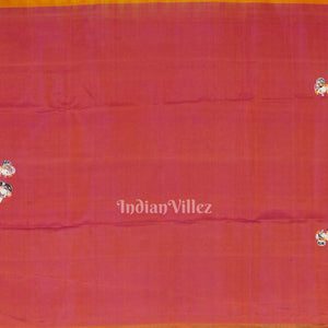 Golden Yellow Radha Krishna Village Theme Pattachitra Saree