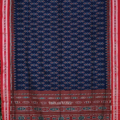 Blue Red Mayur Chandrika Maniabandha Cotton Saree